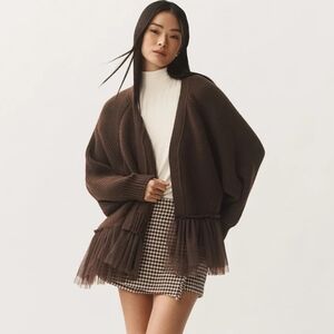 AnthropologieSunday Brooklyn Tulle Ruffle Cardigan Sweater - OS